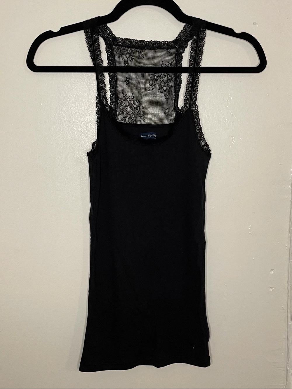American Eagle Outfitters Black Lace Racerback Tank Top
